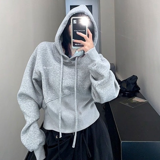 Washed Distressed Cropped Hoodie OS2023