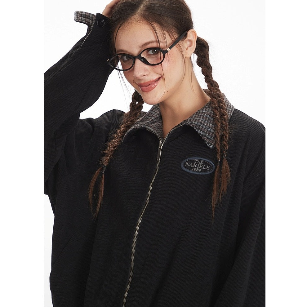 Reversible Contrast Plaid Zip Jacket NR7001