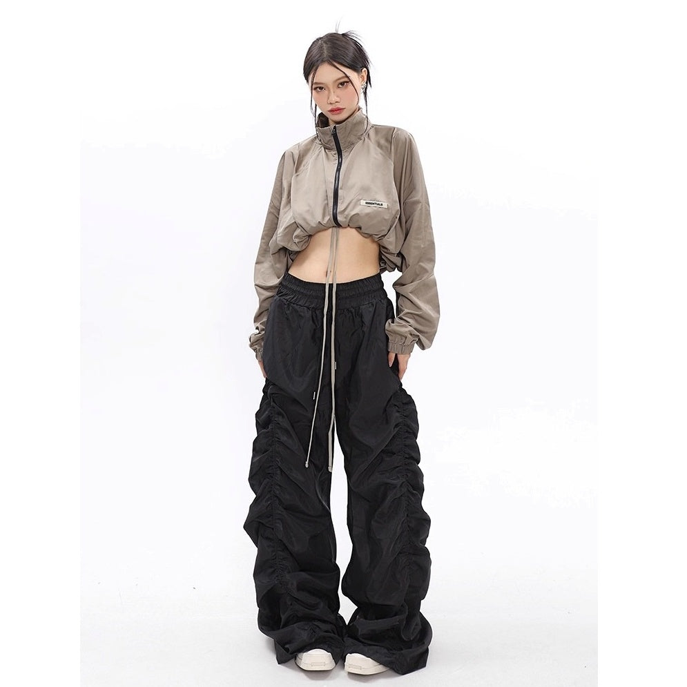 Side Gather High-waisted Loose Long Pants MW10256