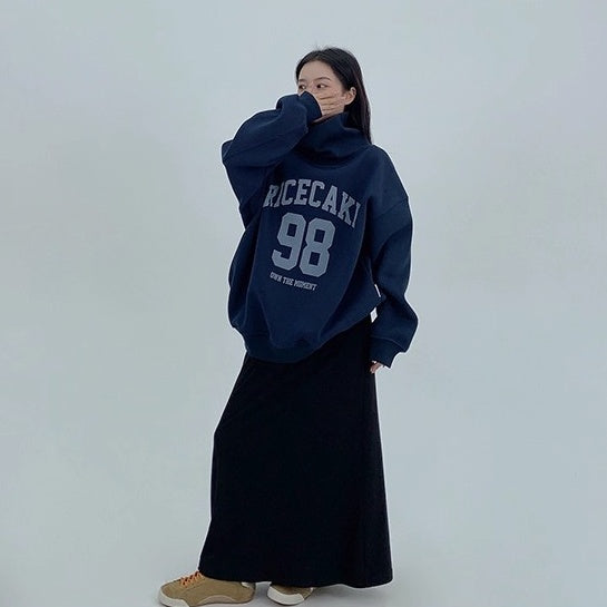 Turtleneck Number Logo Oversize Sweat OS2069
