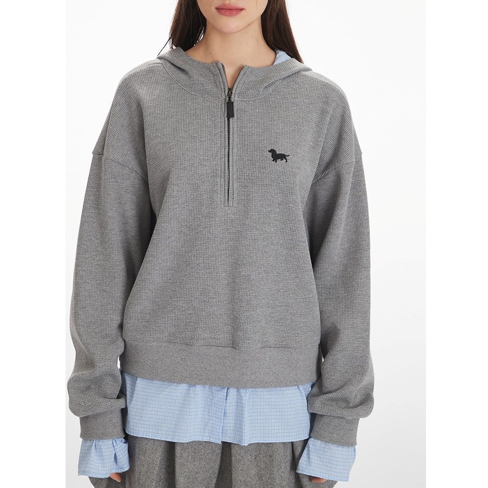 Fake Layered Half Zip Hoodie NR7006