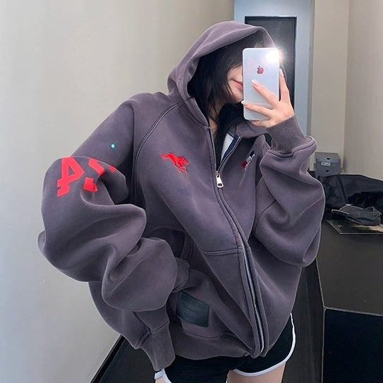 Numbering Loose Raglan Hooded Jacket OS2044