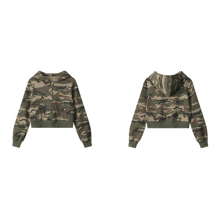 Camouflage Cropped Hooded Jacket NR7010