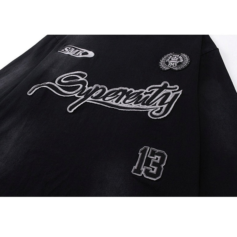Washed Patch Embroidered Long-Sleeve T-shirt MW10246