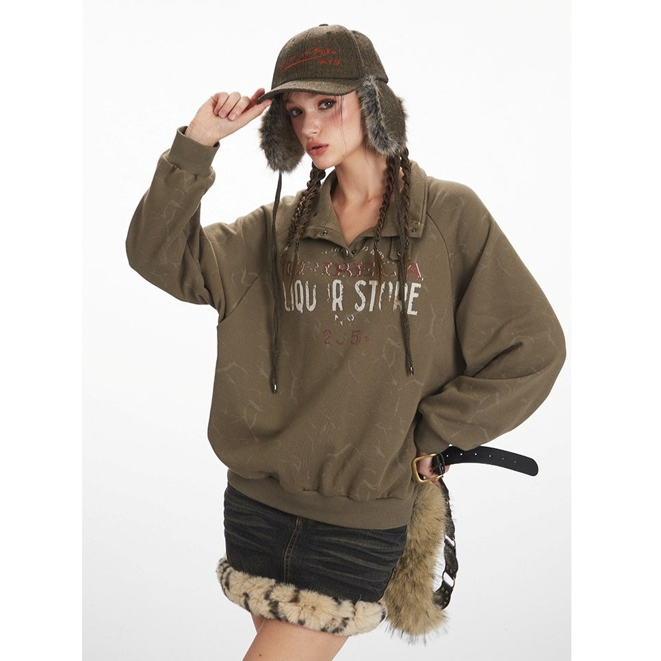 Mock Neck Print Sweat NR7007