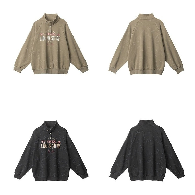 Mock Neck Print Sweat NR7007