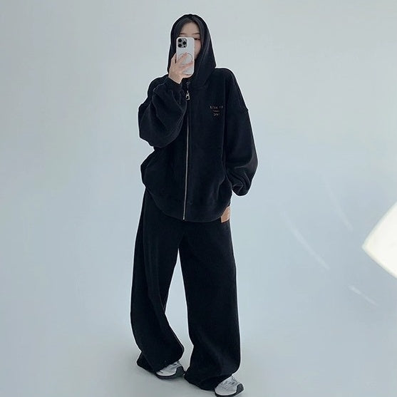 【上下別売り】Relaxed Simple Fleece Hooded Jacket ＆ Pants Set-up OS2077