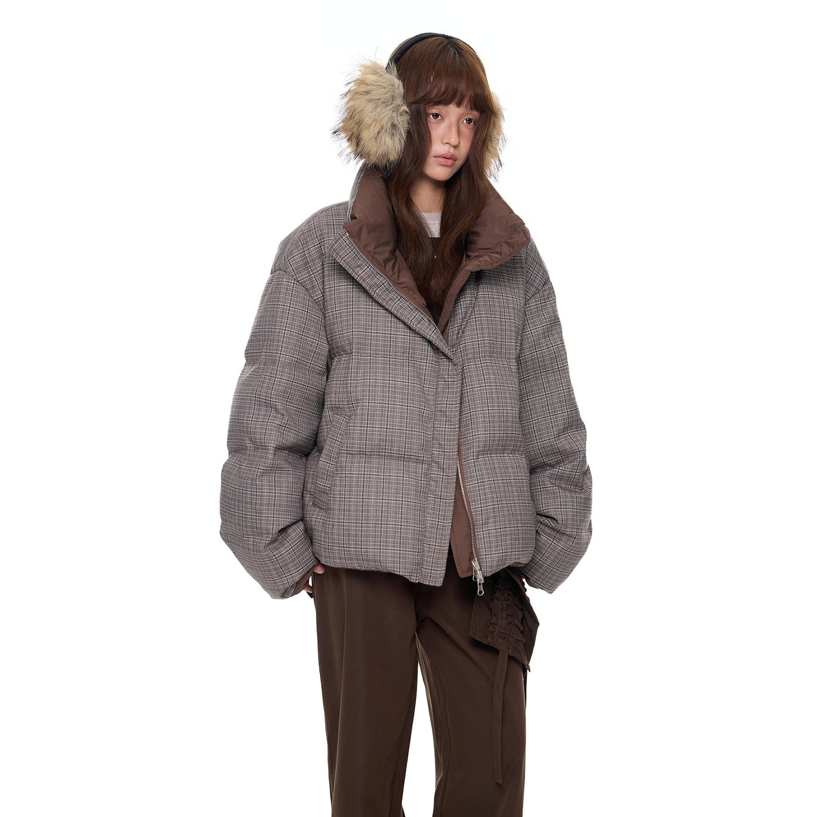 Reversible Plaid Down Jacket EZ299