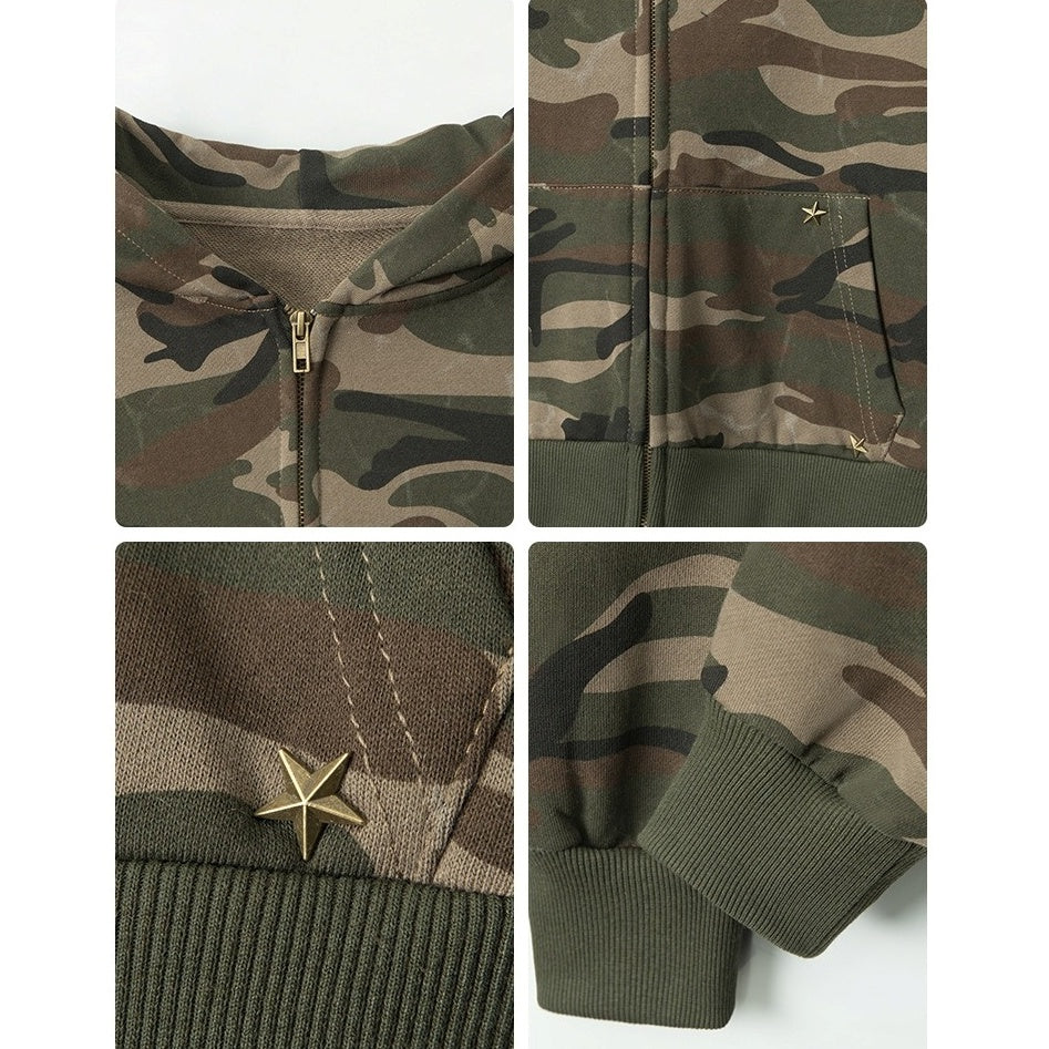 Camouflage Cropped Hooded Jacket NR7010