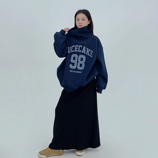 Turtleneck Number Logo Oversize Sweat OS2069