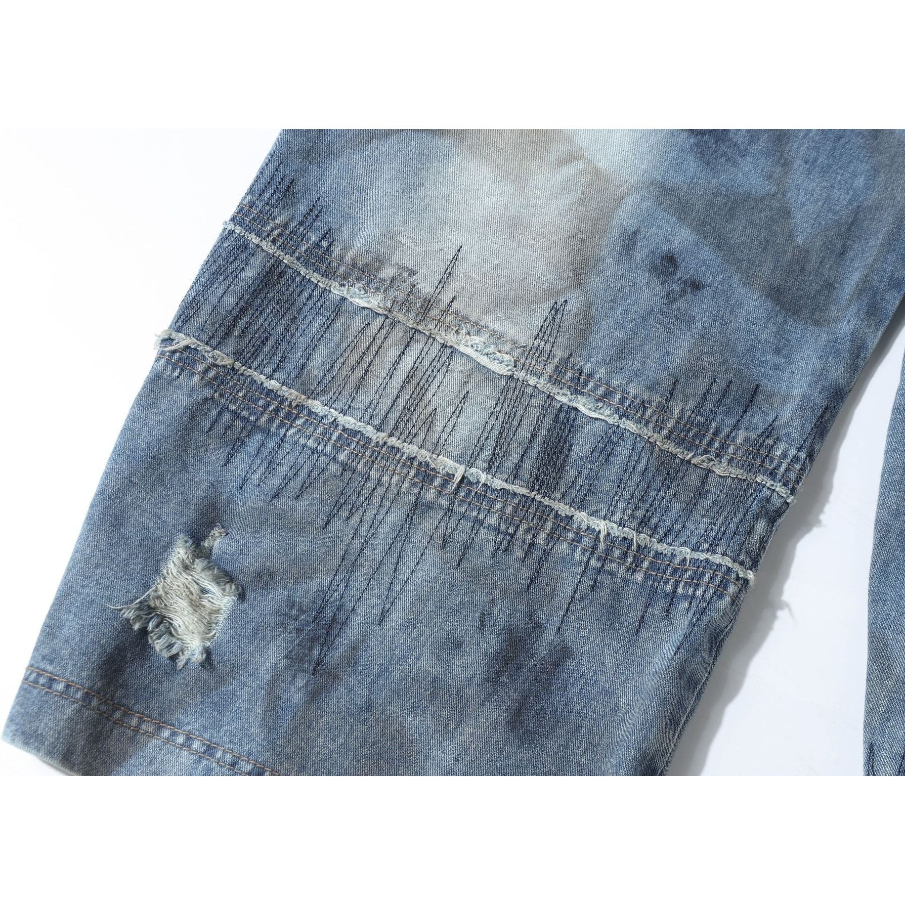 Washed Irregular Curved Blade Jeans BK7065