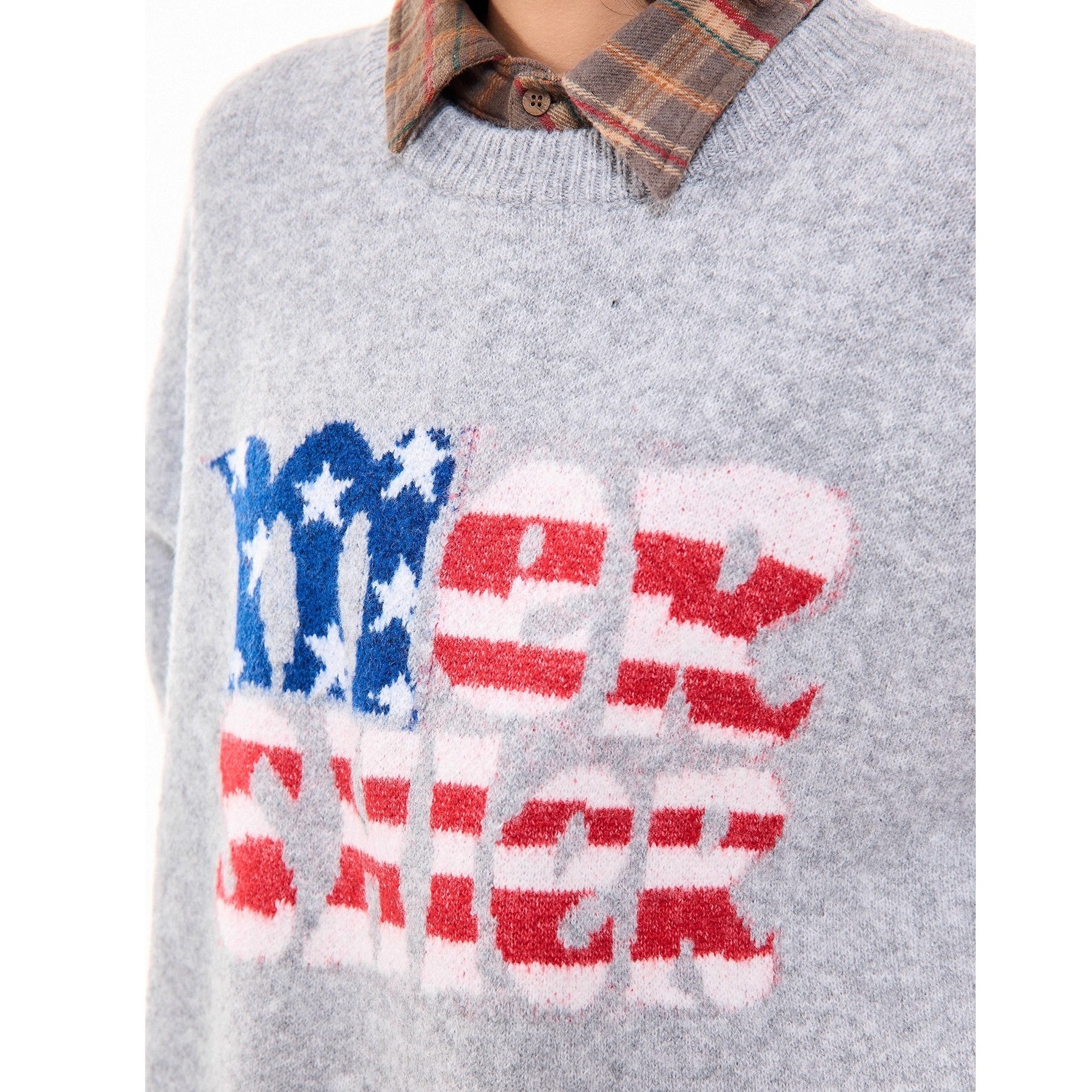 American Retro Letter Knitted Sweater MW10277