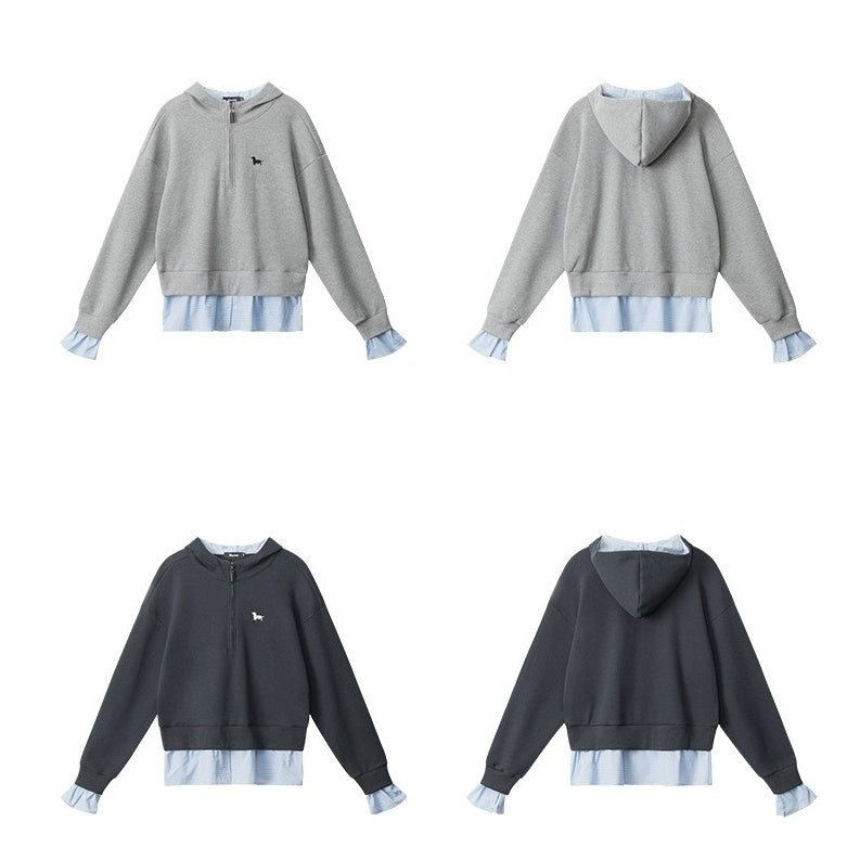 Fake Layered Half Zip Hoodie NR7006