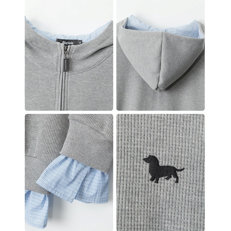 Fake Layered Half Zip Hoodie NR7006