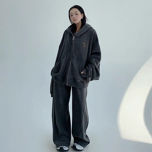 【上下別売り】Relaxed Simple Fleece Hooded Jacket ＆ Pants Set-up OS2077
