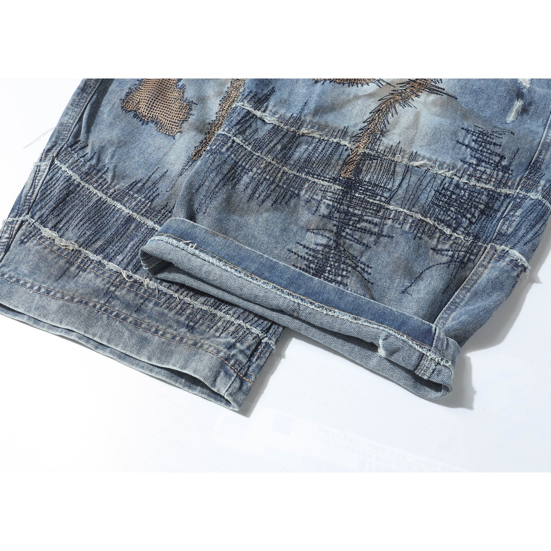 Washed Irregular Curved Blade Jeans BK7065