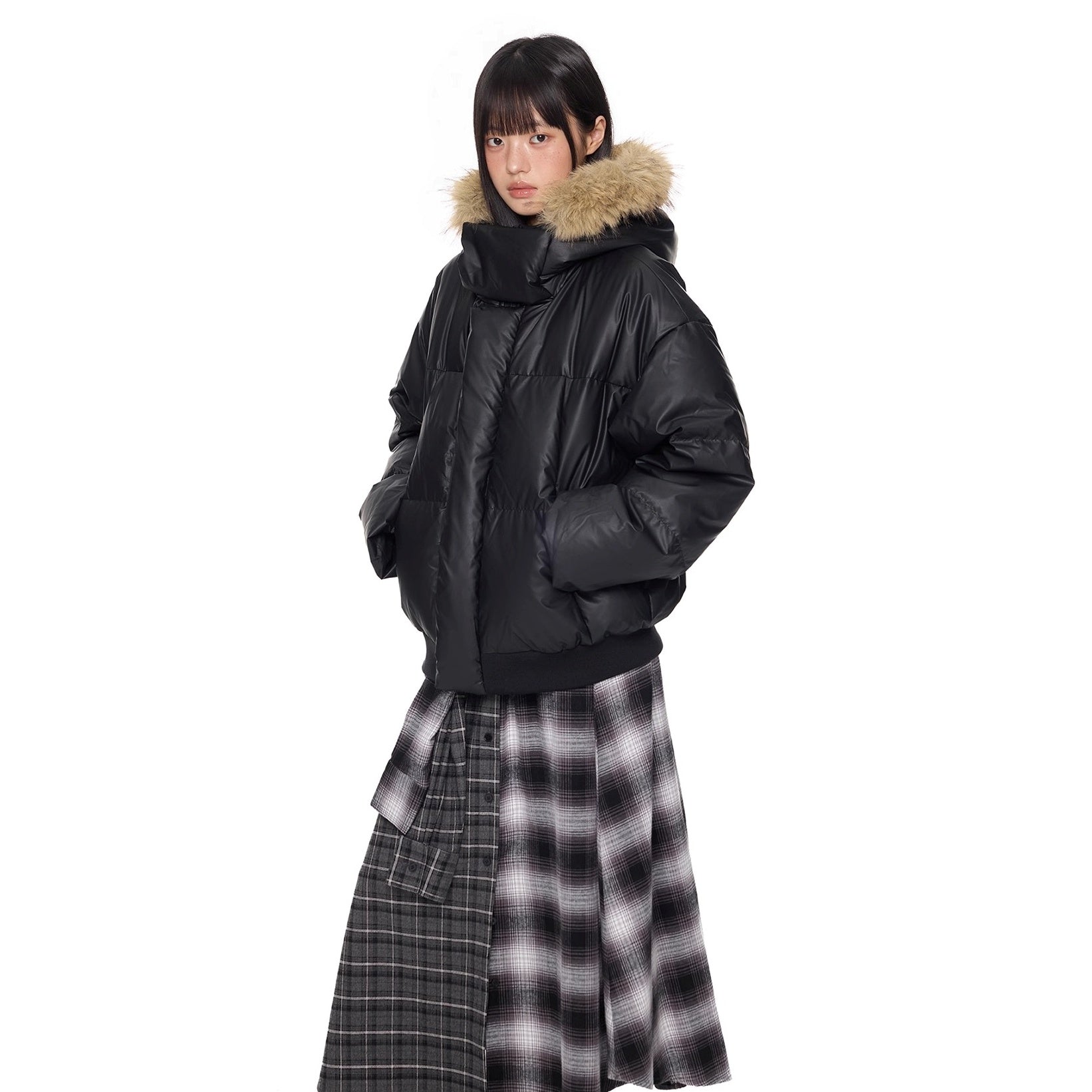 Volume Fur Collar Hooded Down Jacket EZ295