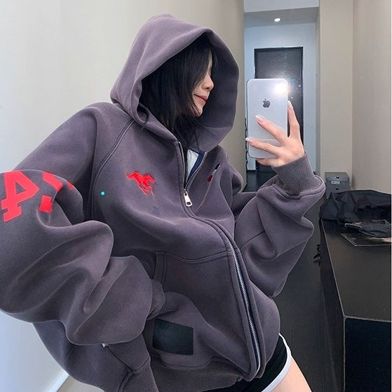 Numbering Loose Raglan Hooded Jacket OS2044