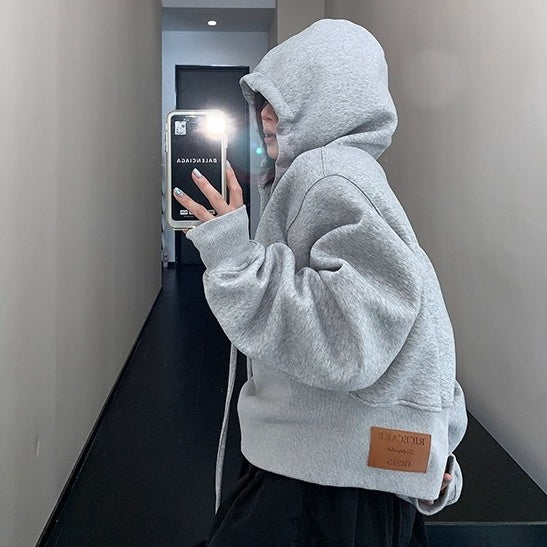 Washed Distressed Cropped Hoodie OS2023