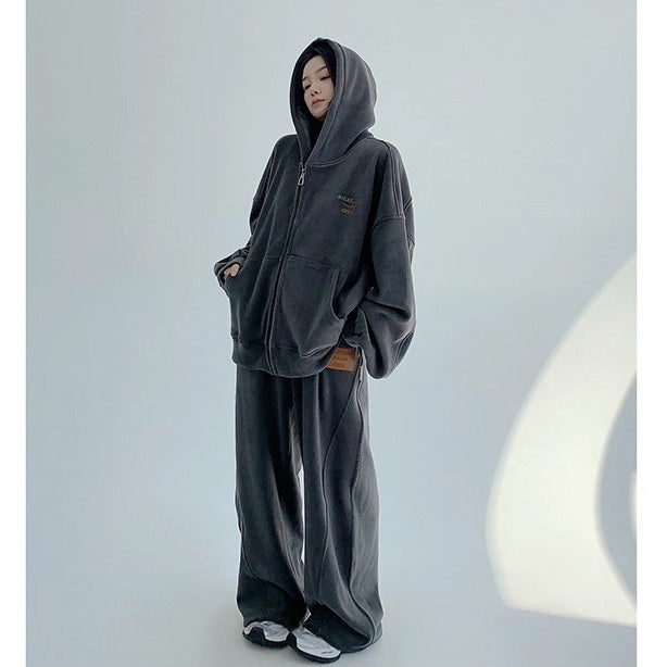 【上下別売り】Relaxed Simple Fleece Hooded Jacket ＆ Pants Set-up OS2077