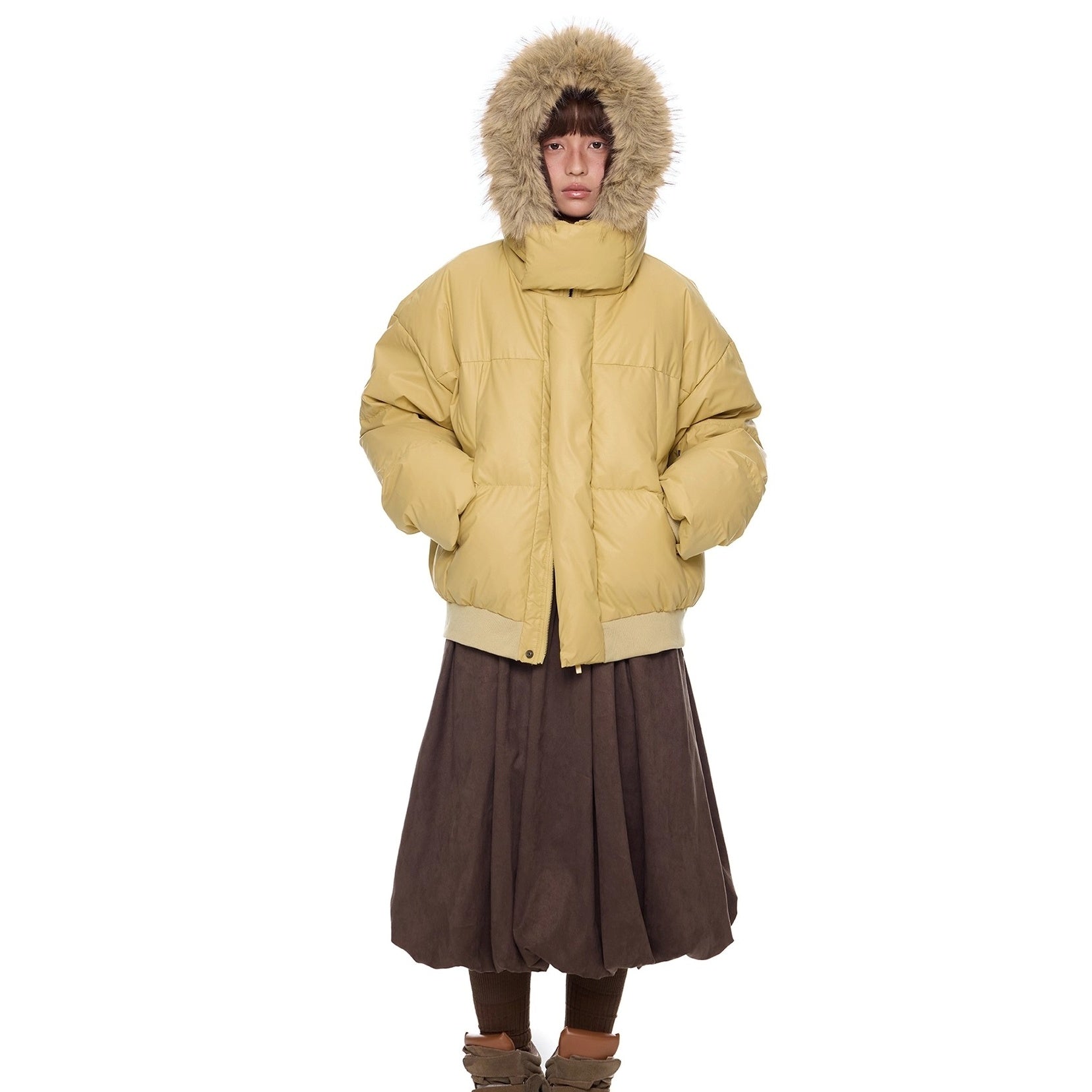 Volume Fur Collar Hooded Down Jacket EZ295