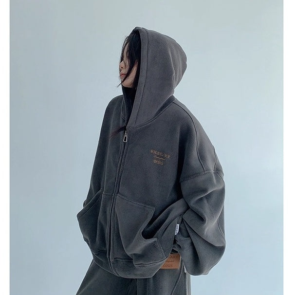 【上下別売り】Relaxed Simple Fleece Hooded Jacket ＆ Pants Set-up OS2077