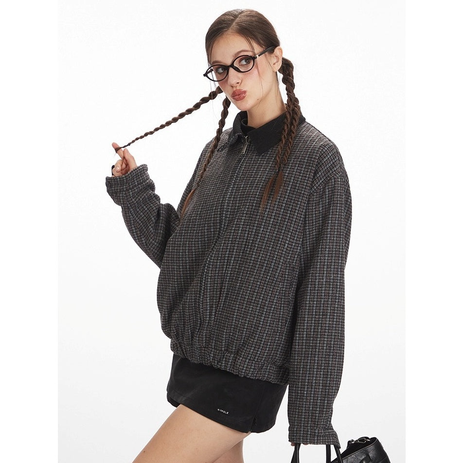 Reversible Contrast Plaid Zip Jacket NR7001