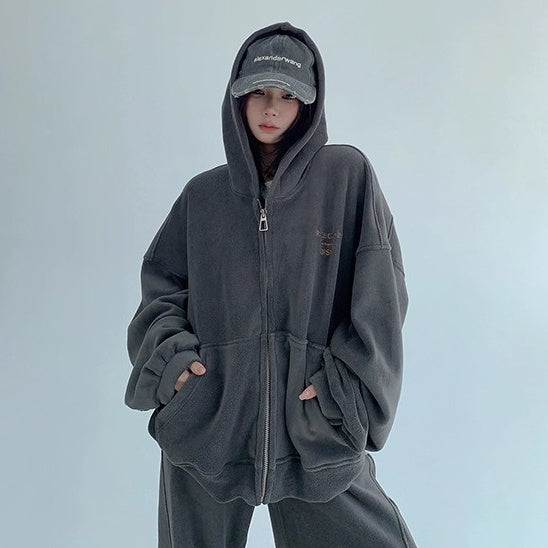 【上下別売り】Relaxed Simple Fleece Hooded Jacket ＆ Pants Set-up OS2077