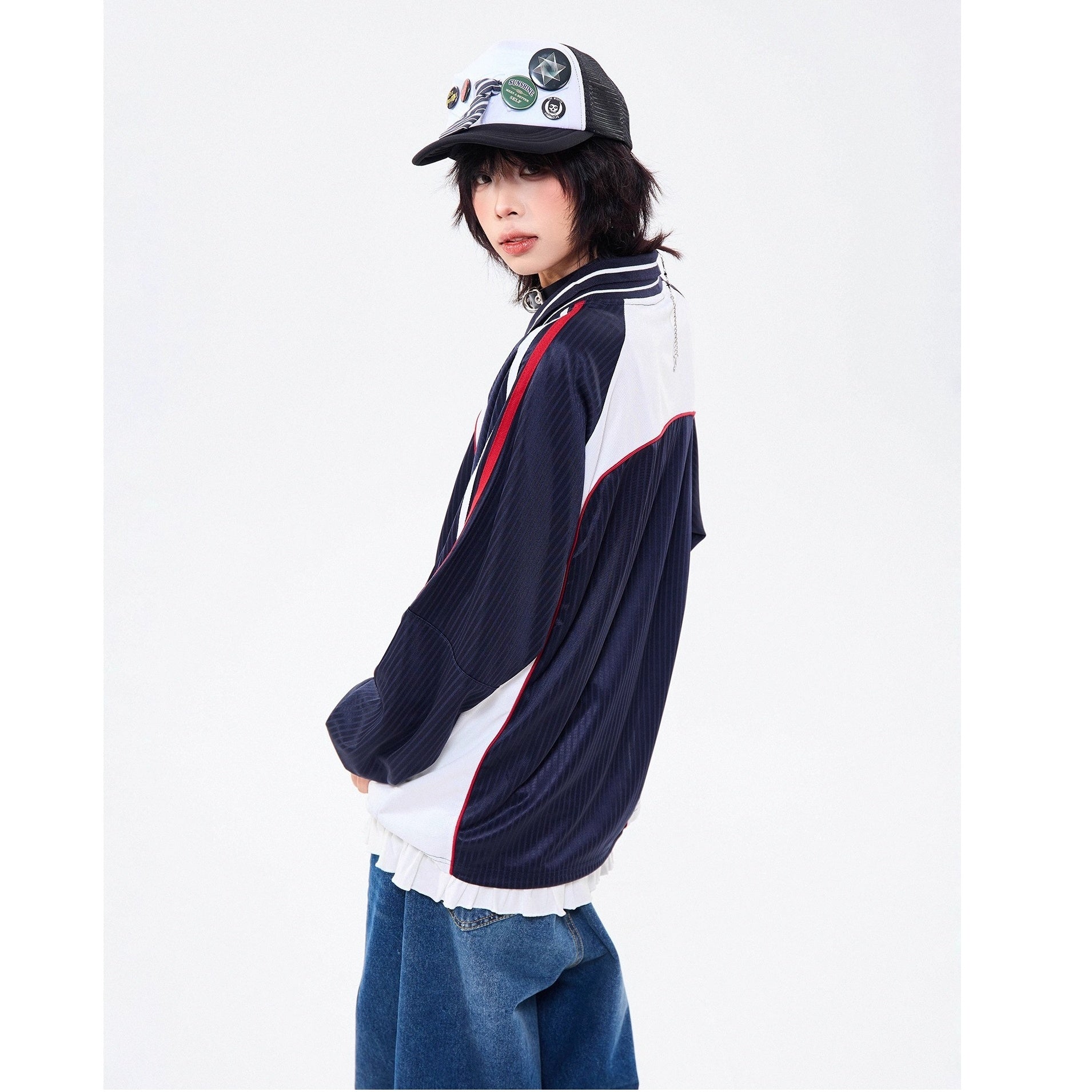 Campus Style Polo Collar Stripe Sports Shirt MW10258