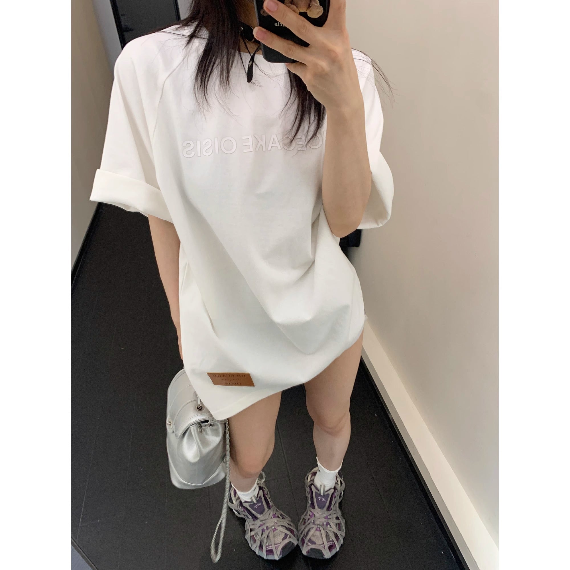 Three-dimensional Print Loose Raglan T-shirt OS2011
