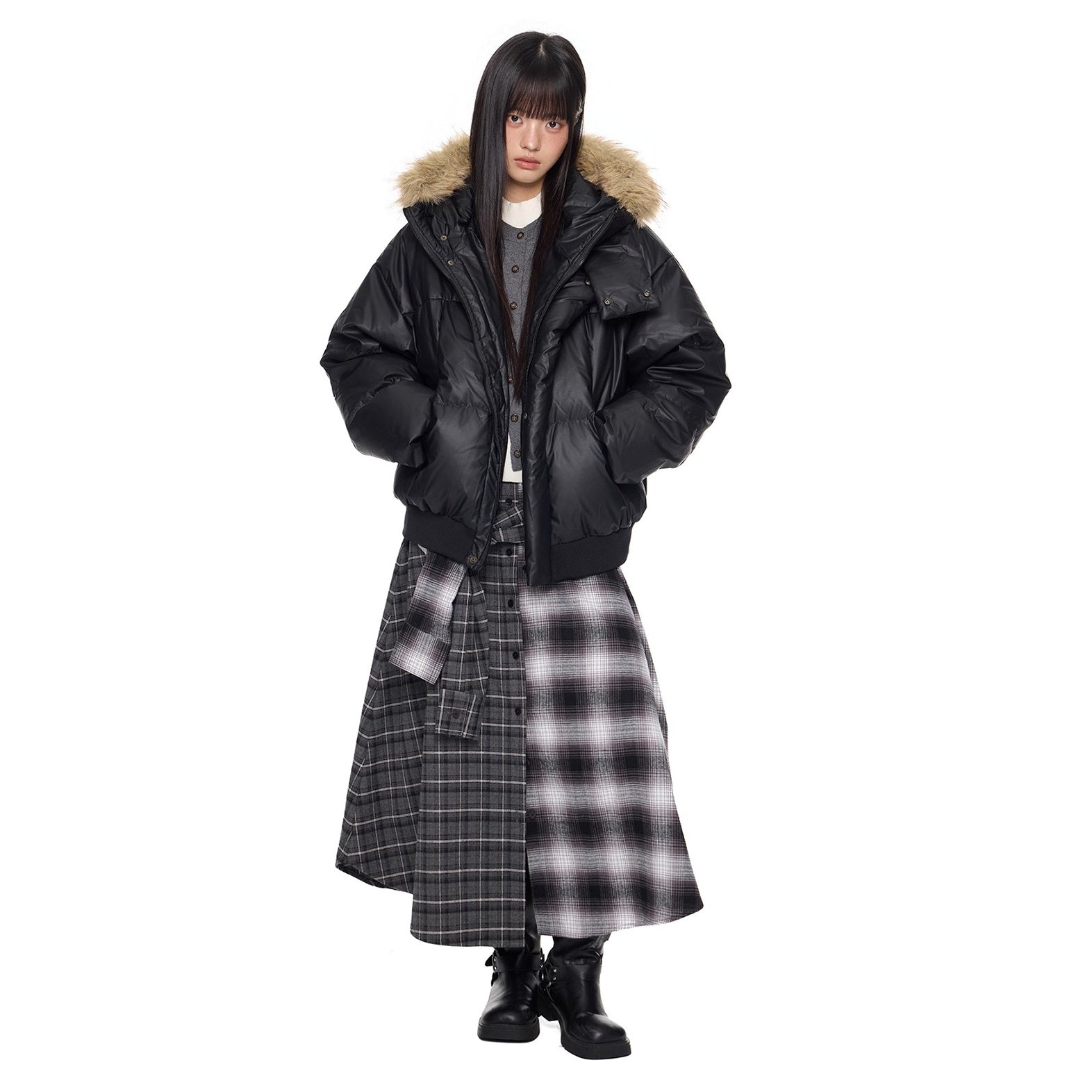 Volume Fur Collar Hooded Down Jacket EZ295