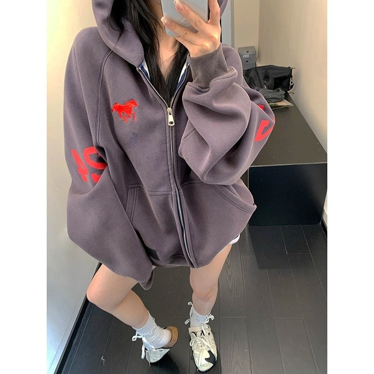 Numbering Loose Raglan Hooded Jacket OS2044