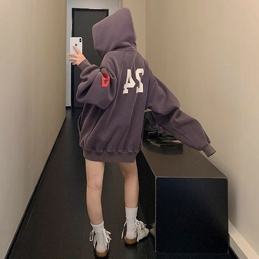 Numbering Loose Raglan Hooded Jacket OS2044