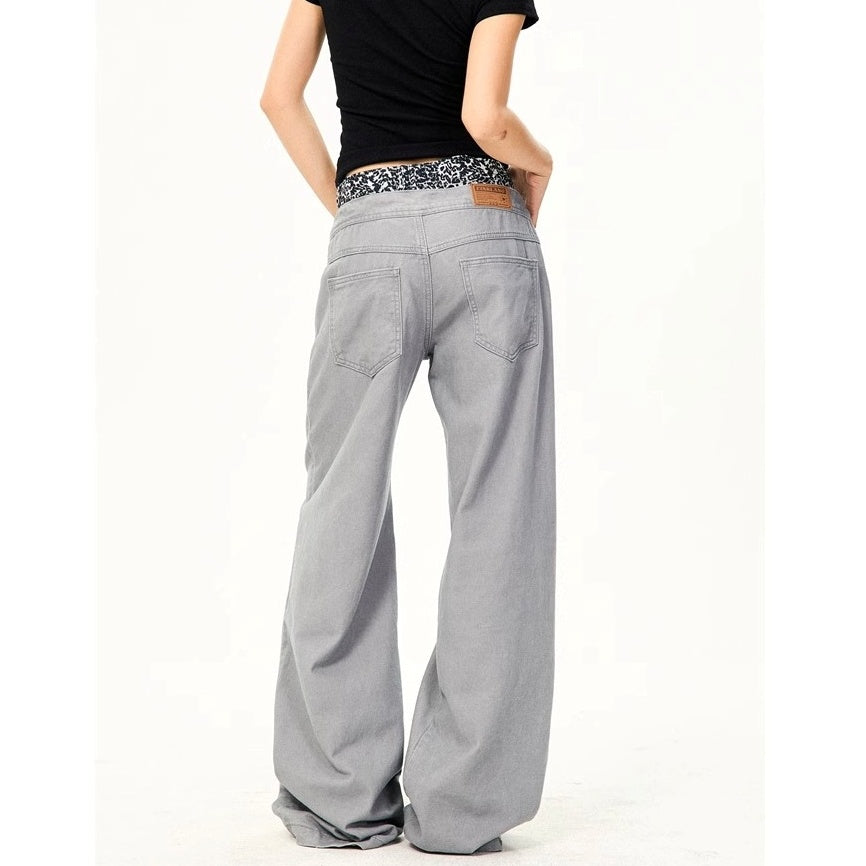 Leopard Print Double-Waist Loose Jeans MW10166