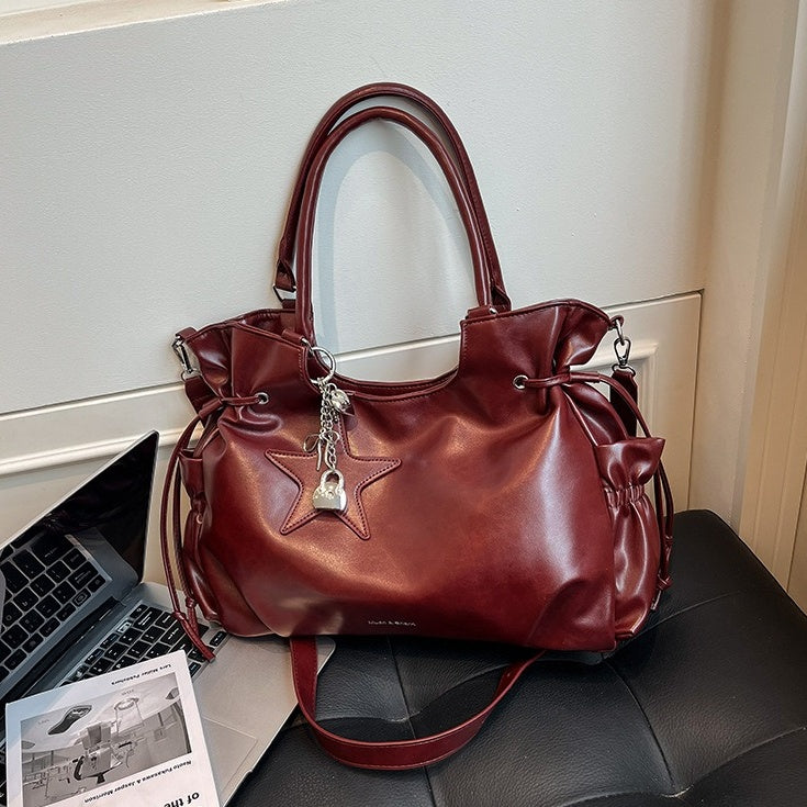 PU Leather Retro Shoulder Bag With Star Charm BA046