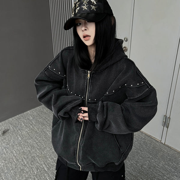 スタッズアクセントジップパーカー MW10346