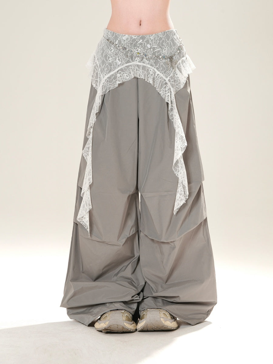 Waist Lace Wide-leg Casual Pants KK2061