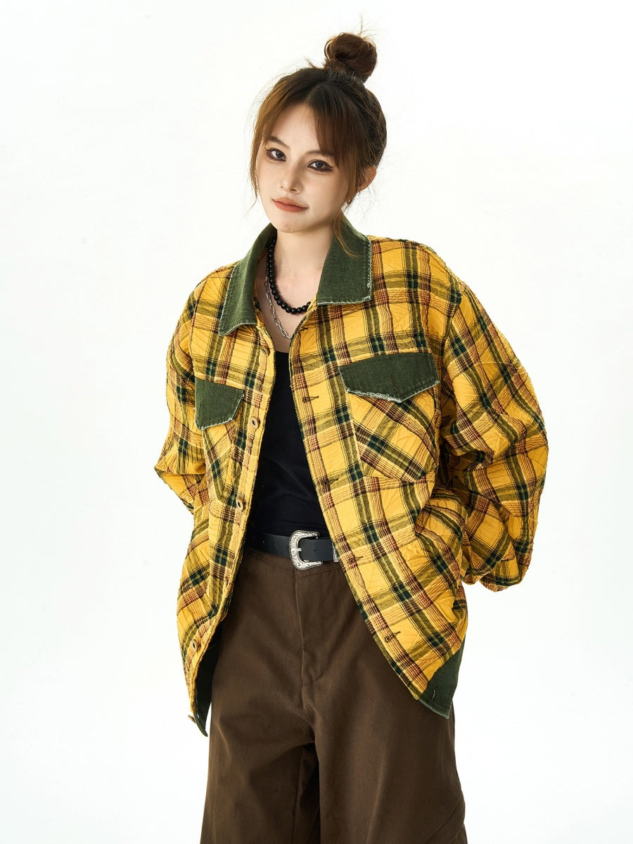 Retro Plaid Loose Slouchy Jacket HG7040