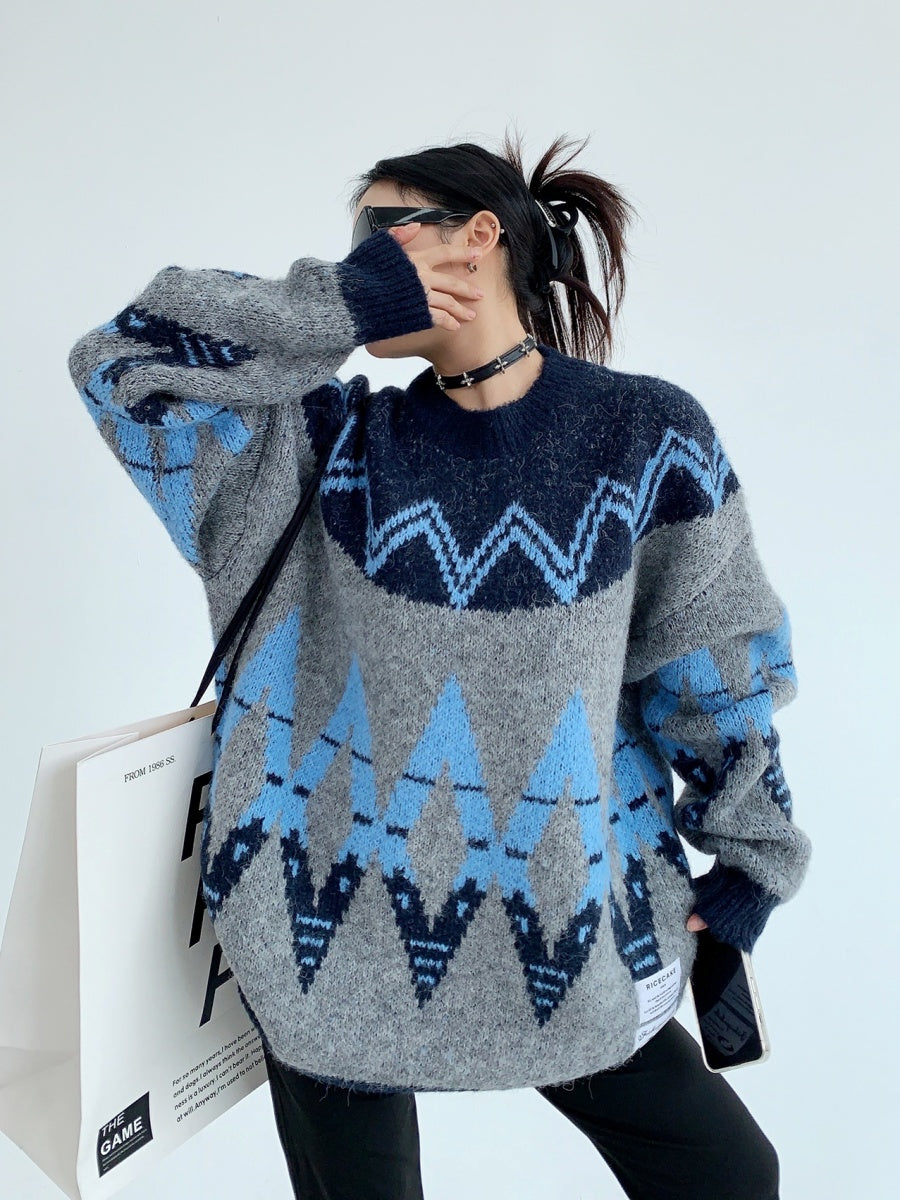 Retro Nordic Style Loose Crewneck Sweater MW9543