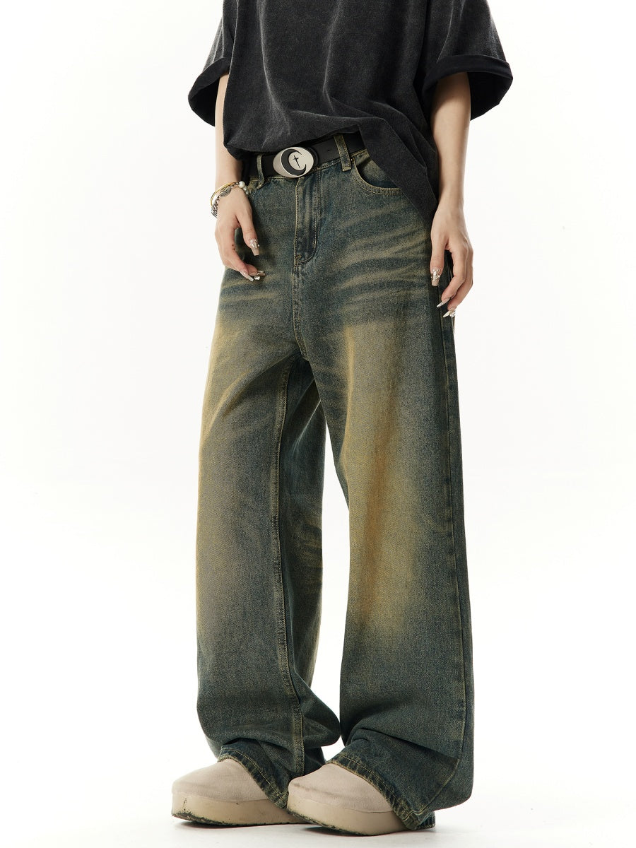 washed vintage style wide-leg jeans HG7013