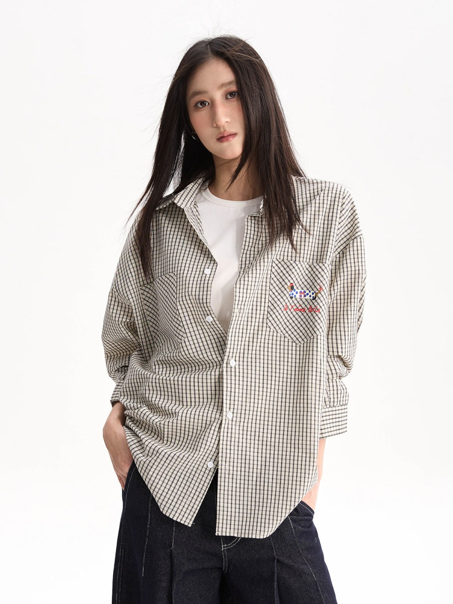 Dog Print Checked Shirt AP7011