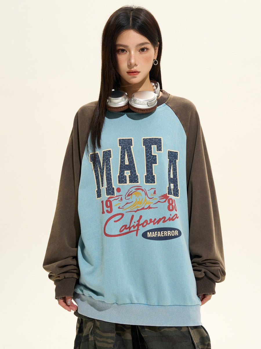 Retro Round Neck Contrast Oversize Sweat MW9400