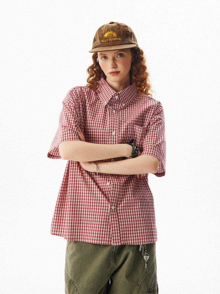 Unisex Check Short-sleeved Shirt MW10090