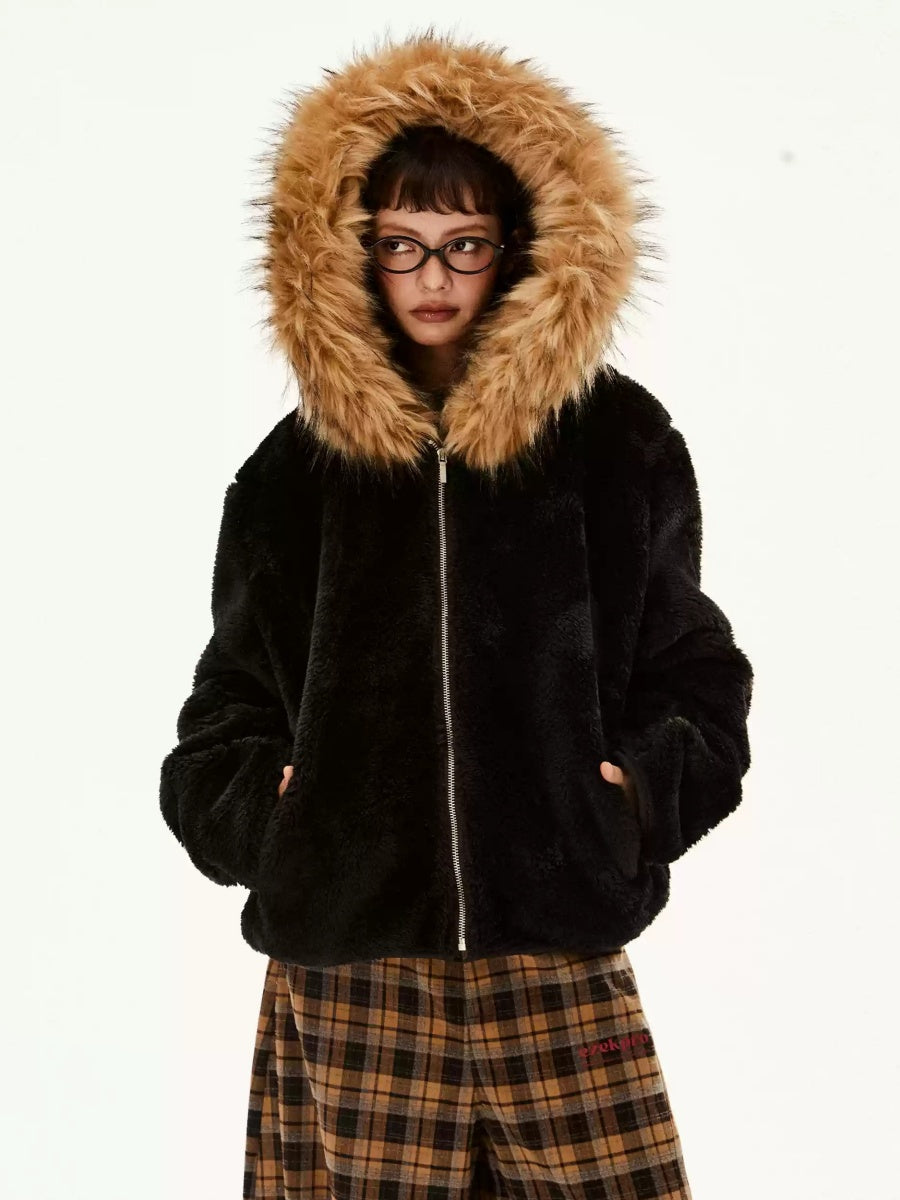 Volume Fur Collar Hooded Jacket EZ217