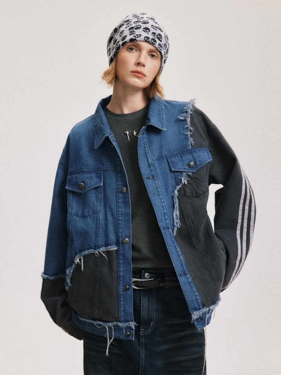 Irregular Stitching Loose Denim Jacket BX001