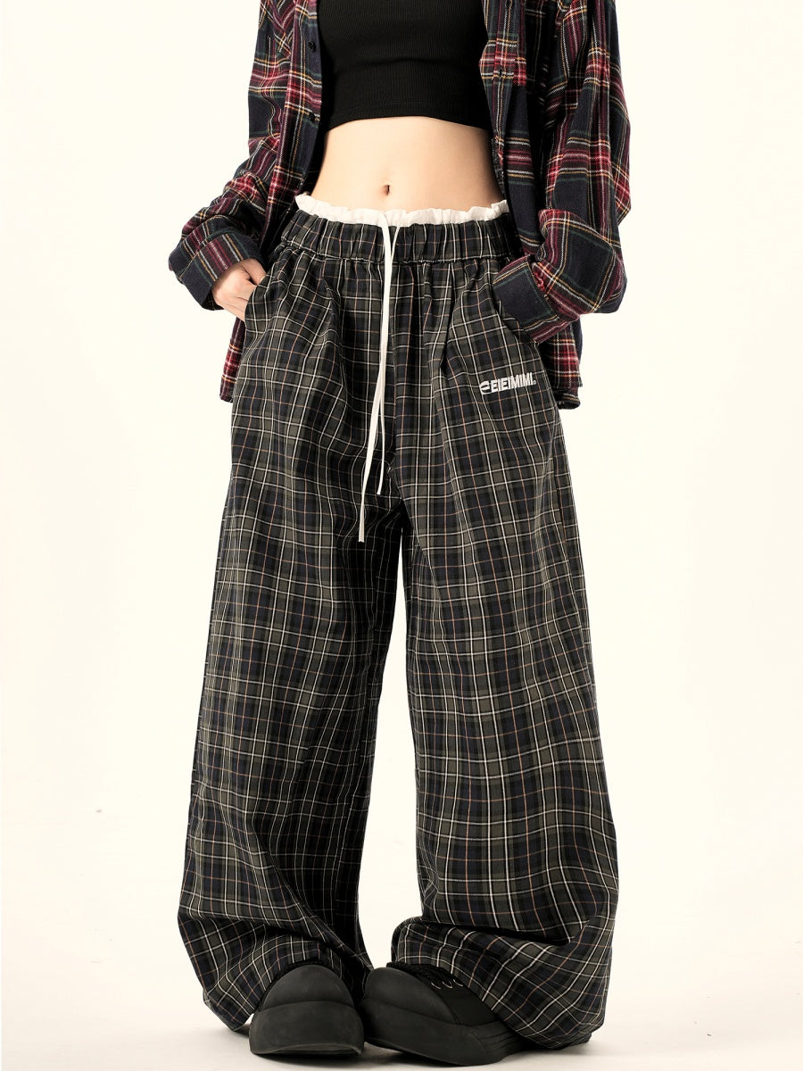 Retro Plaid Wide-leg Pants MW9378