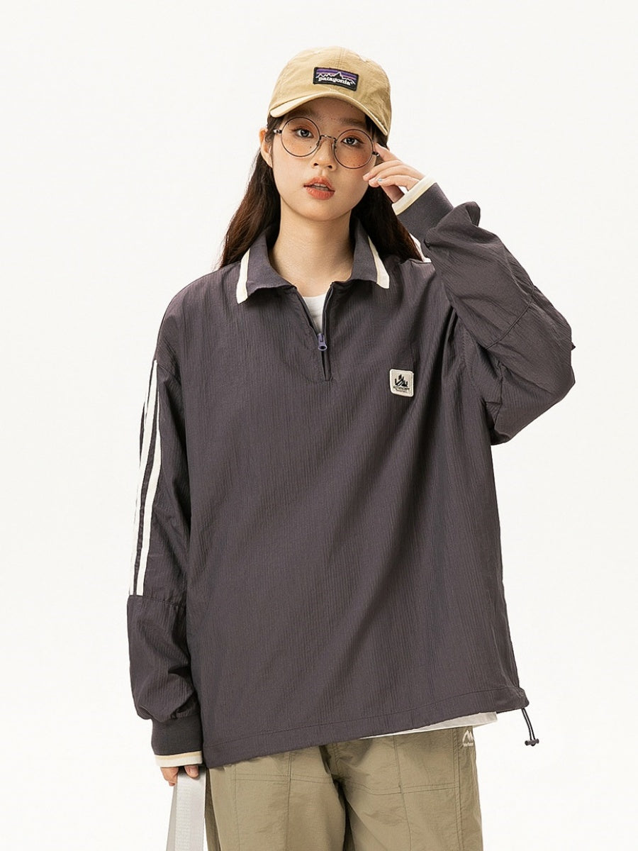 Youth College Style Polo Collar Pullover Shirt MW9582