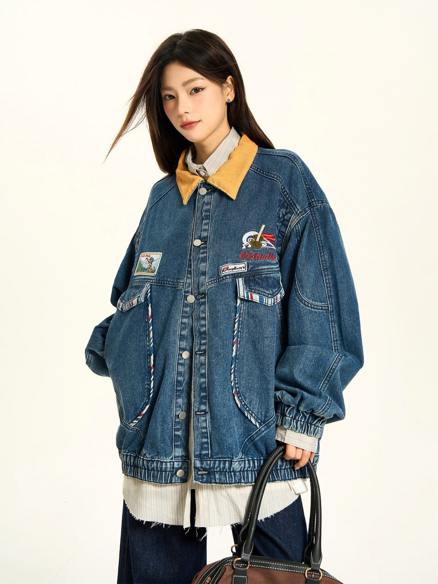 Retro Wash Embroidered Denim Jacket MW9405