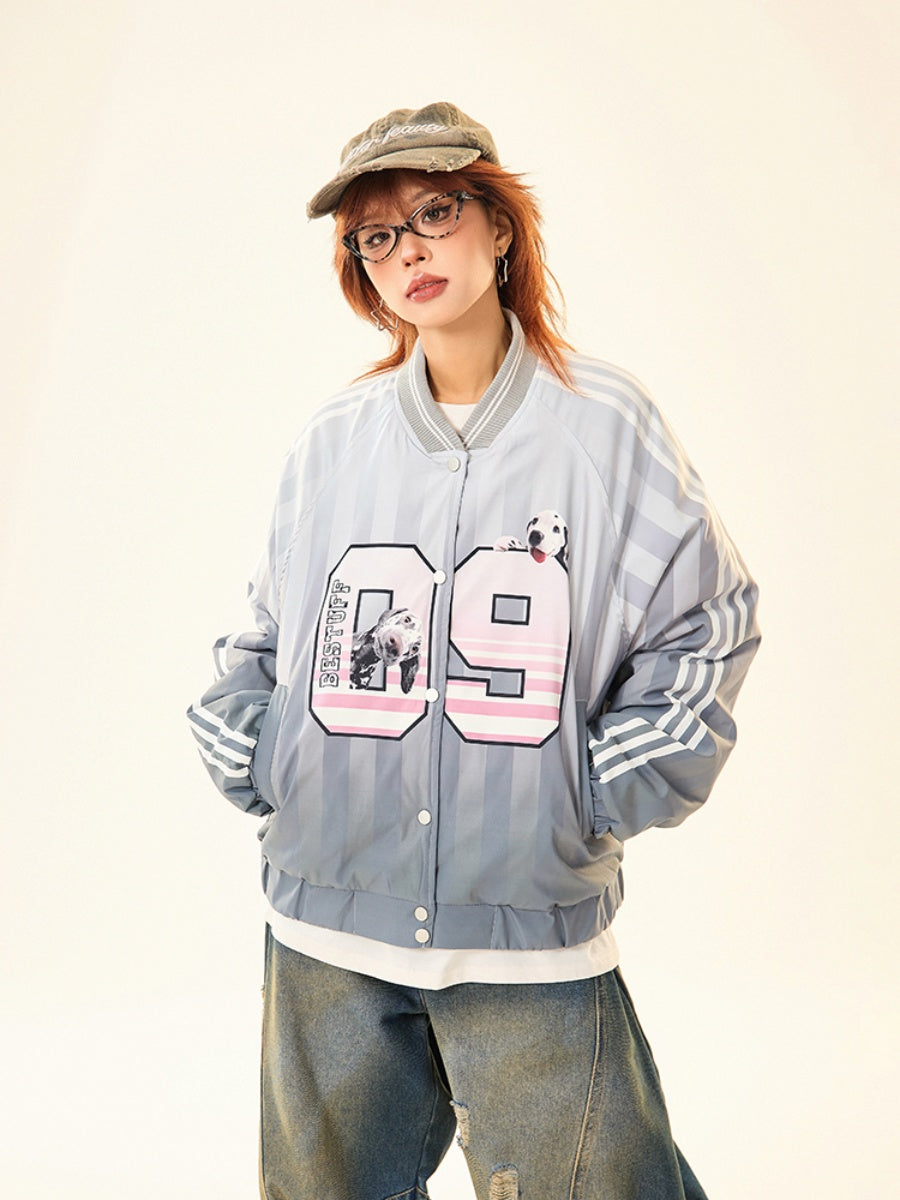 Gradation Stripe Quilting Baseball Jacket MW9534