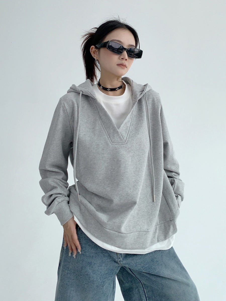 Fake Two-piece Design Sweat Hoodie MW9564